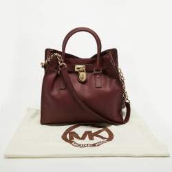 Pre Owned MICHAEL Michael Kors Burgundy Leather Hamilton Tote