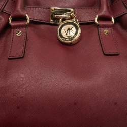 Pre Owned MICHAEL Michael Kors Burgundy Leather Hamilton Tote