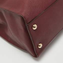 Pre Owned MICHAEL Michael Kors Burgundy Leather Hamilton Tote