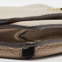 مملوكة مسبقًا Michael Kors Grey Leather Logo Flap Wallet on Strap