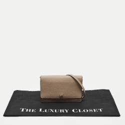 مملوكة مسبقًا Michael Kors Grey Leather Logo Flap Wallet on Strap