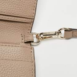 مملوكة مسبقًا Michael Kors Grey Leather Logo Flap Wallet on Strap