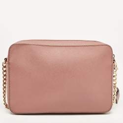 Pre Owned Michael Kors Old Rose Leather Large East West Jet Set Crossbody Bag