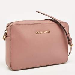 Pre Owned Michael Kors Old Rose Leather Large East West Jet Set Crossbody Bag