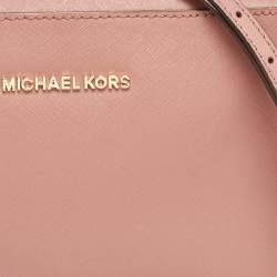 Pre Owned Michael Kors Old Rose Leather Large East West Jet Set Crossbody Bag