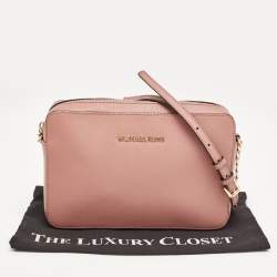 Pre Owned Michael Kors Old Rose Leather Large East West Jet Set Crossbody Bag