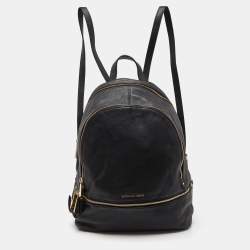 مملوكة مسبقًا Michael Kors Black Leather Rhea Backpack