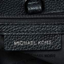 Michael Kors Black/Silver Leather and Snakeskin Embossed Leather Medium Bristol Top Handle Bag