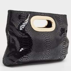 Michael Kors Black Python Effect Leather Berkley Clutch