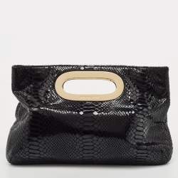 Michael Kors Black Python Effect Leather Berkley Clutch