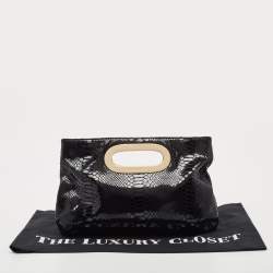Michael Kors Black Python Effect Leather Berkley Clutch