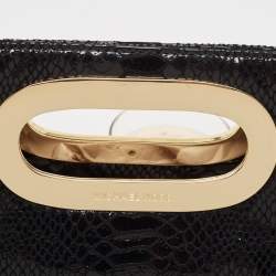Michael Kors Black Python Effect Leather Berkley Clutch