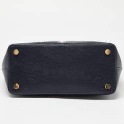 Pre Owned Michael Kors Dark Blue/Beige Leather Bedford Tote