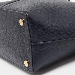 Pre Owned Michael Kors Dark Blue/Beige Leather Bedford Tote