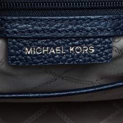 Pre Owned Michael Kors Dark Blue/Beige Leather Bedford Tote