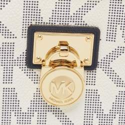 Michael Kors  White/Blue Signature Coated Canvas Hamilton Zip Around Wallet