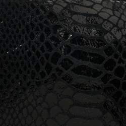 Pre Owned Michael Kors Black Python Embossed Leather Trunlock Slim Chain Bag