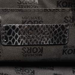 Pre Owned Michael Kors Black Python Embossed Leather Trunlock Slim Chain Bag