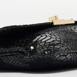 Pre Owned Michael Kors Black Python Embossed Leather Trunlock Slim Chain Bag