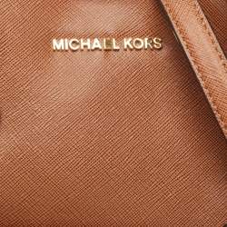 Pre Owned Michael Kors Brown Saffiano Leather Greenwich Tote