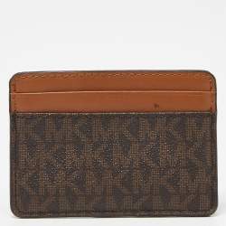 Michael Kors Beige/Brown Signature Coated Canvas and Leather Card Case