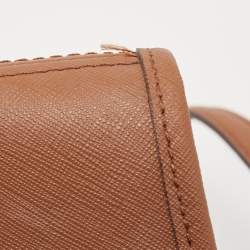 Pre Owned Michael Kors Brown Saffiano Leather Jet Set Travel Tote  