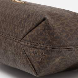 Pre Owned Michael Kors Brown Signature Coated Canvas Jet Set Chain Bag