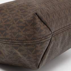 Pre Owned Michael Kors Brown Signature Coated Canvas Jet Set Chain Bag