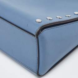 Pre Owned Michael Kors Blue Leather Sylvia Studded Shoulder Bag