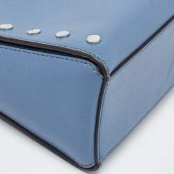 Pre Owned Michael Kors Blue Leather Sylvia Studded Shoulder Bag