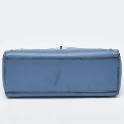 Pre Owned Michael Kors Blue Leather Sylvia Studded Shoulder Bag