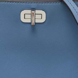 Pre Owned Michael Kors Blue Leather Sylvia Studded Shoulder Bag