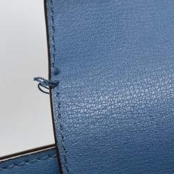 Pre Owned Michael Kors Blue Leather Sylvia Studded Shoulder Bag