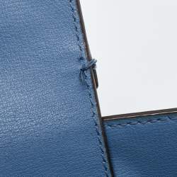 Pre Owned Michael Kors Blue Leather Sylvia Studded Shoulder Bag