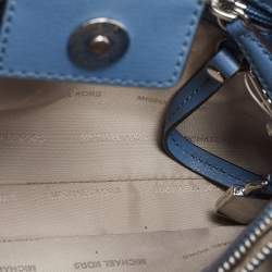 Pre Owned Michael Kors Blue Leather Sylvia Studded Shoulder Bag