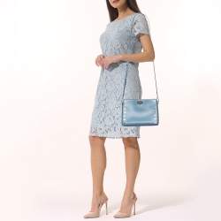 Pre Owned Michael Kors Blue Leather Sylvia Studded Shoulder Bag