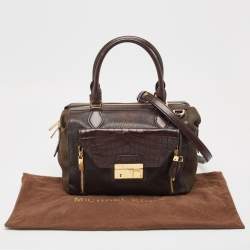 Pre Owned Michael Kors Dark Brown Leather and Nubuck Collection Gia Satchel