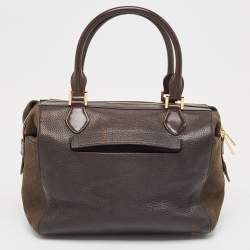 Pre Owned Michael Kors Dark Brown Leather and Nubuck Collection Gia Satchel