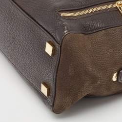 Pre Owned Michael Kors Dark Brown Leather and Nubuck Collection Gia Satchel
