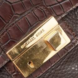 Pre Owned Michael Kors Dark Brown Leather and Nubuck Collection Gia Satchel