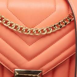 Pre Owned Michael Kors Peach Quilted Leather Large Whitney Shoulder Bag