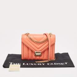 Pre Owned Michael Kors Peach Quilted Leather Large Whitney Shoulder Bag