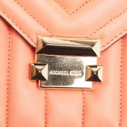 Pre Owned Michael Kors Peach Quilted Leather Large Whitney Shoulder Bag