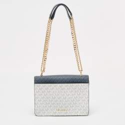 Pre Owned حقيبة كتف مايكل كورس جاد جلد وكانفاس مقوى مونوغرامي بيج/ بني