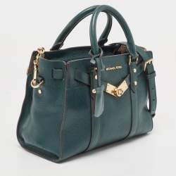 Michael Kors Dark Green Leather Nouveau Hamilton Tote