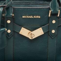 Michael Kors Dark Green Leather Nouveau Hamilton Tote