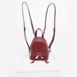Michael Kors Burgundy Leather Mini Rhea Backpack