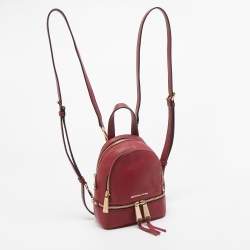 Michael Kors Burgundy Leather Mini Rhea Backpack