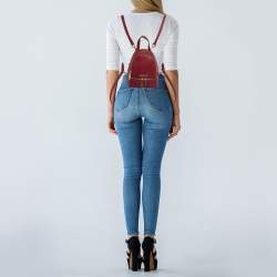 Michael Kors Burgundy Leather Mini Rhea Backpack