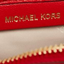 Pre Owned Michael Kors Red Square Quilted Leather Zip Crossbody Bag